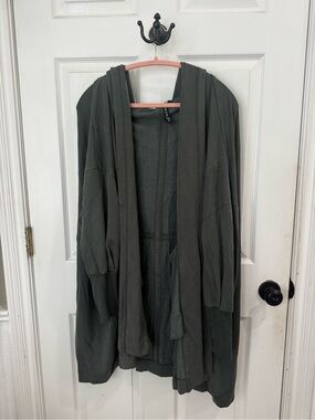 Athleta Grey Open-Front Draped Jacket